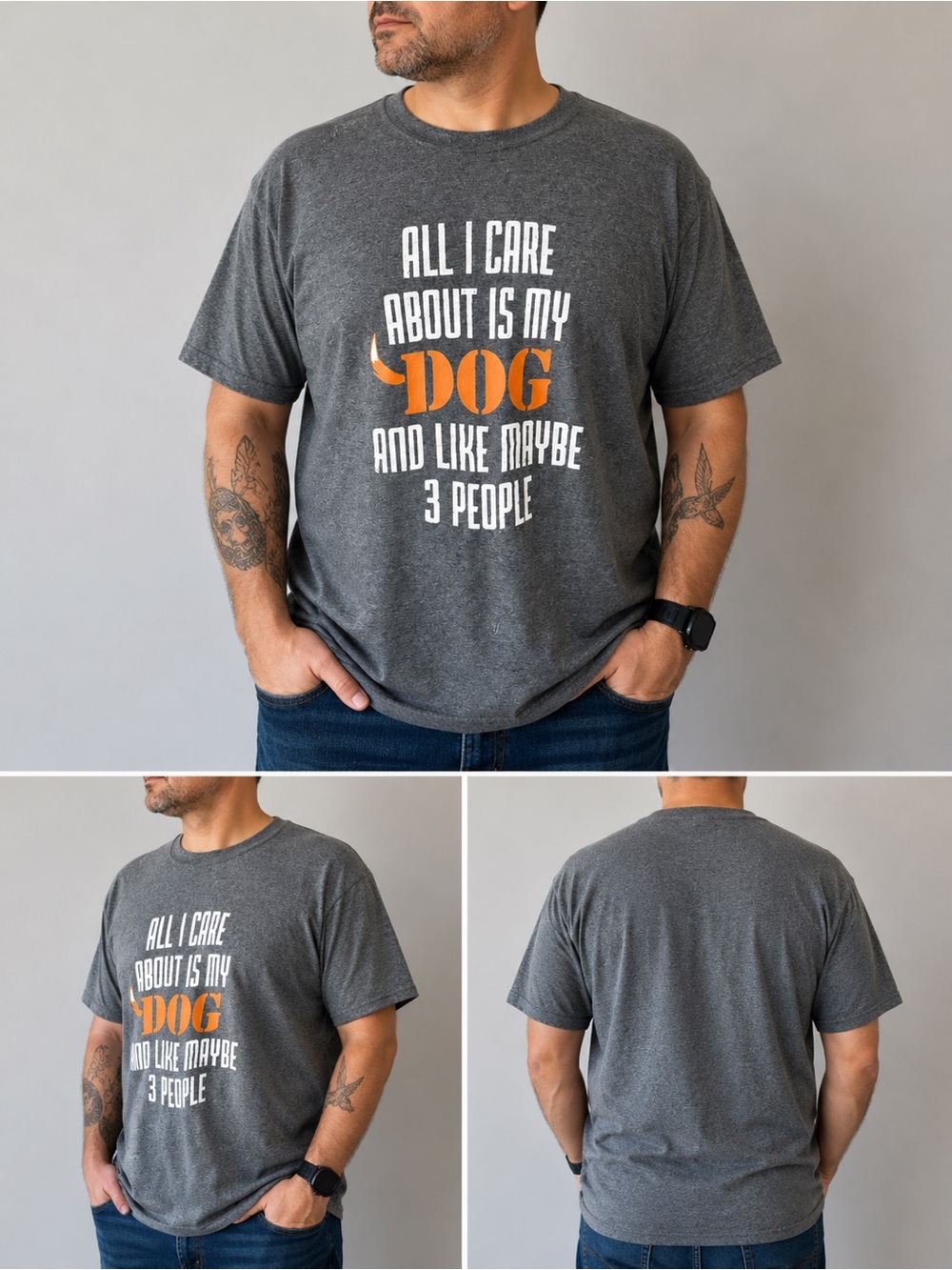 M&O Gold Funny Dog Graphic T-Shirt “All I Care About Is My Dog” Large